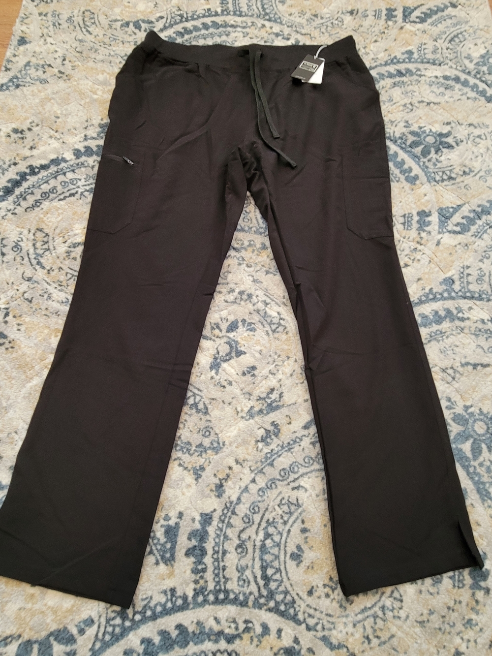 Pledge Black Cargo Drawstring Waist Pants - Straight Leg 3XL NWT